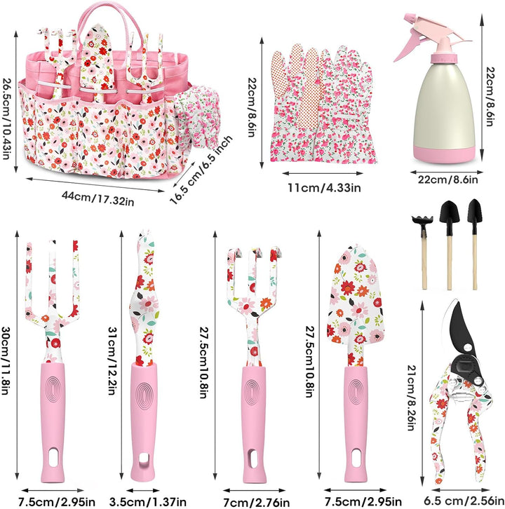 MQFORU Gartenwerkzeug Set, 11 Stück Heavy Duty Gartengeräte Set, neues komplettes Set von gedruckten