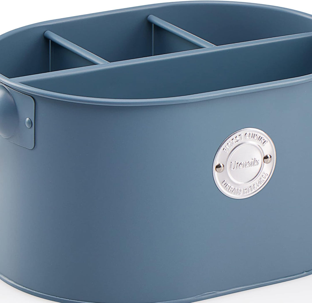 com-four® Besteckhalter aus Metall - Stiftehalter mit herausnehmbarer Trennwand - Metallkorb mit Tra