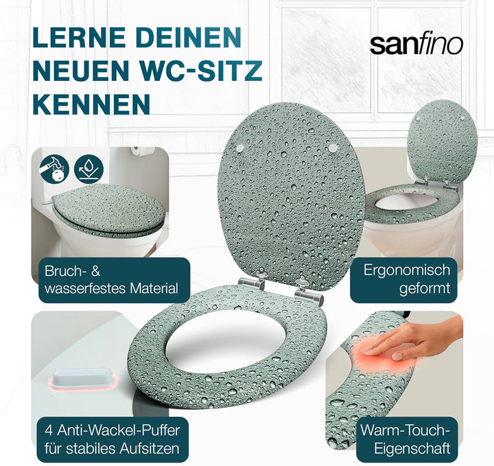 Premium WC Sitz mit Absenkautomatik – hochwertige Toilettendeckel aus Holz, viele bunte Motive, hohe