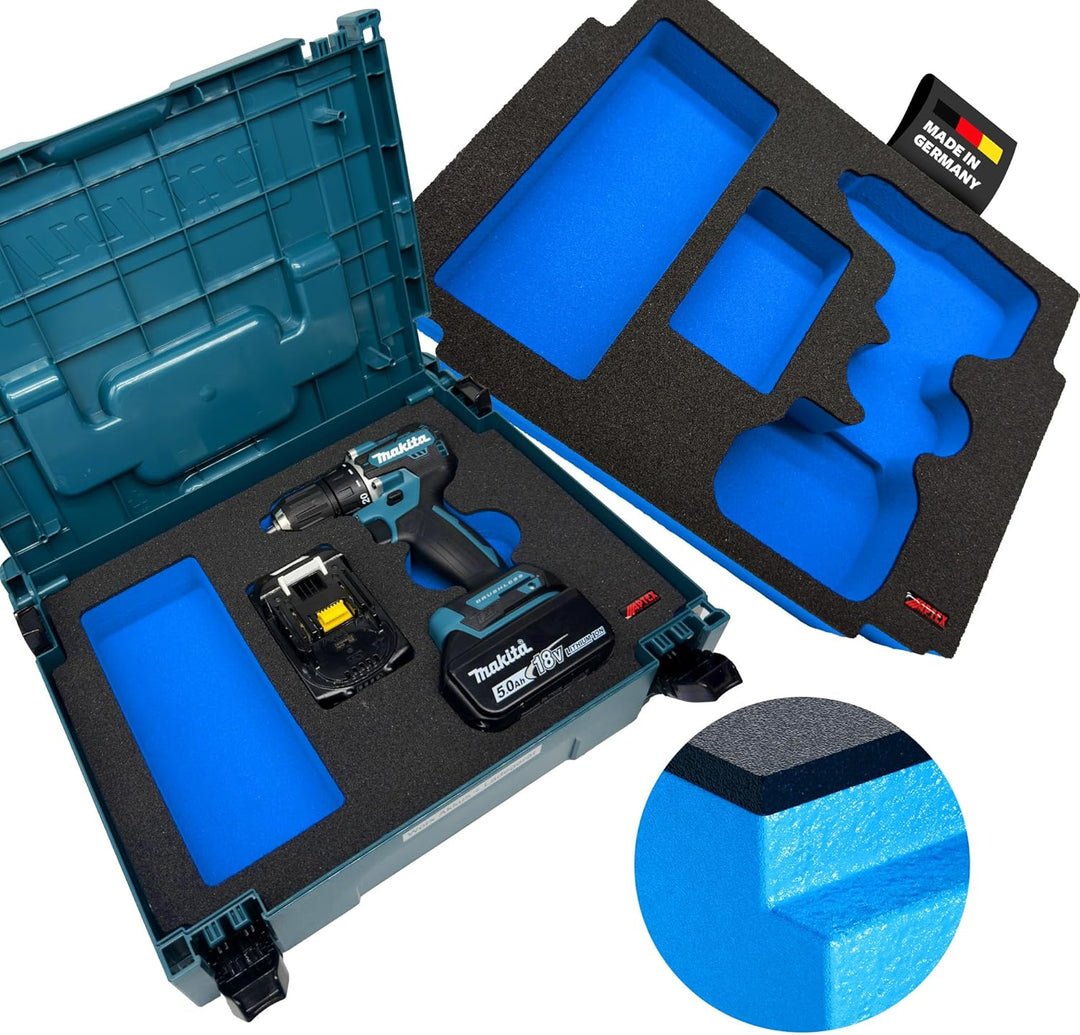 APTEX Schaumeinlage passend für Makita Akku-Bohrschrauber DDF487 für MakPac Gr. 1-2
