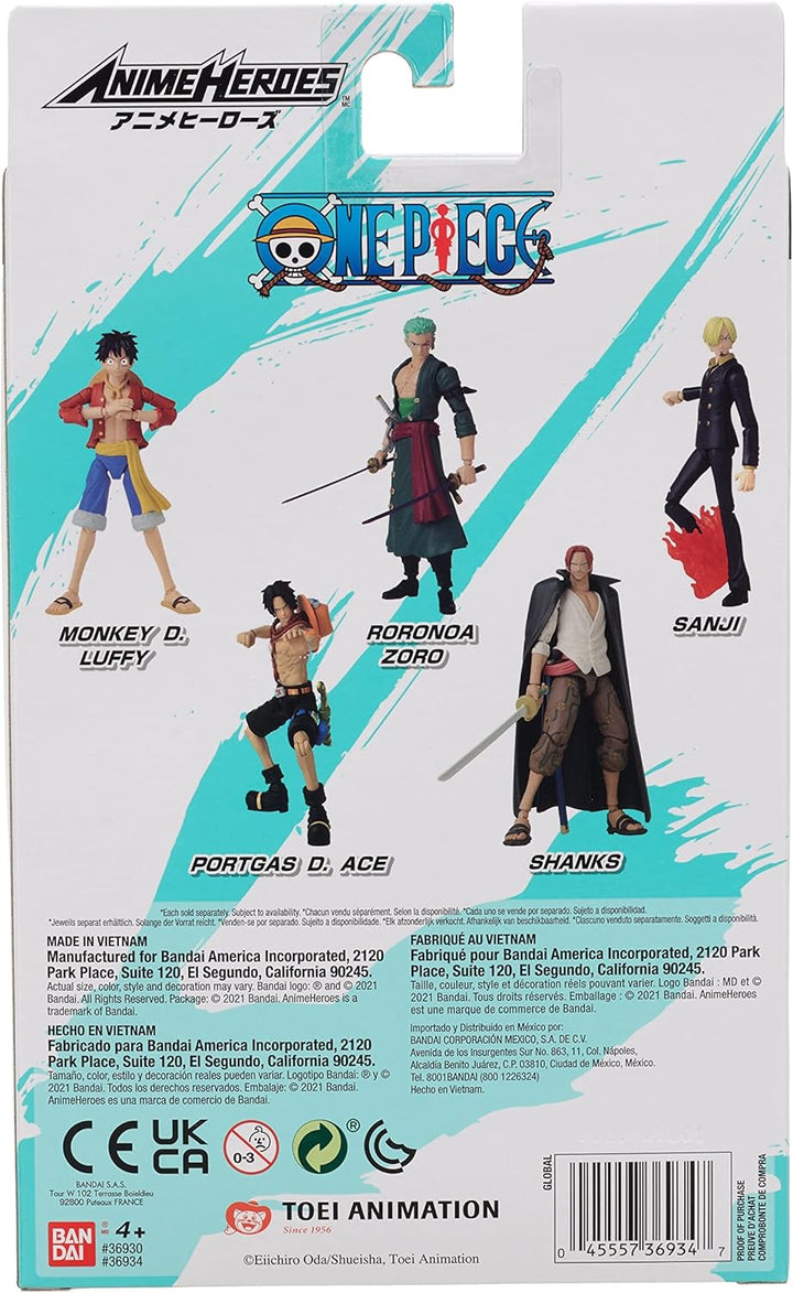 BANDAI - Anime Heroes - One Piece - Figur Portgas D. Ace 17 cm - Gelenkfigur - Offizielle One Piece