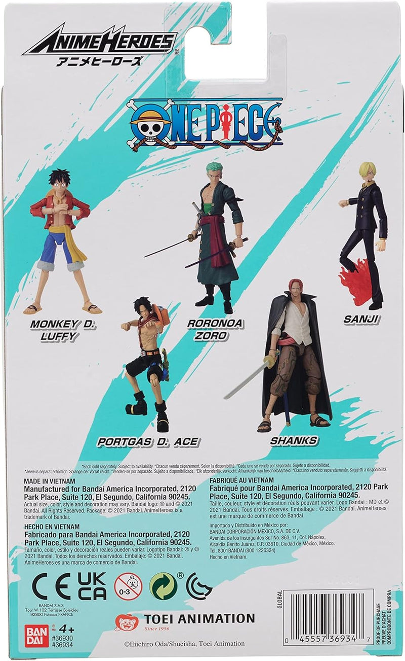 BANDAI - Anime Heroes - One Piece - Figur Portgas D. Ace 17 cm - Gelenkfigur - Offizielle One Piece