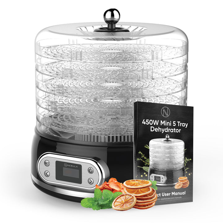 Nebula Round 450W-Lebensmittel-Dehydrator Mit 5 Netz-Ebenen | Höhenverstellbar, Temperaturregelung V