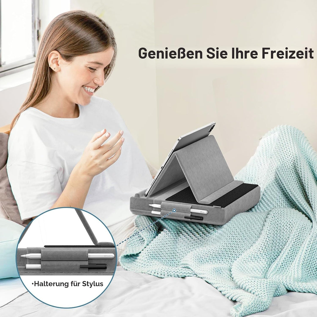 KDD Tablet Halter Kissen, Faltbarer Ipad Kissenständer mit verstellbarem Winkel, Tablet Kissenhalter