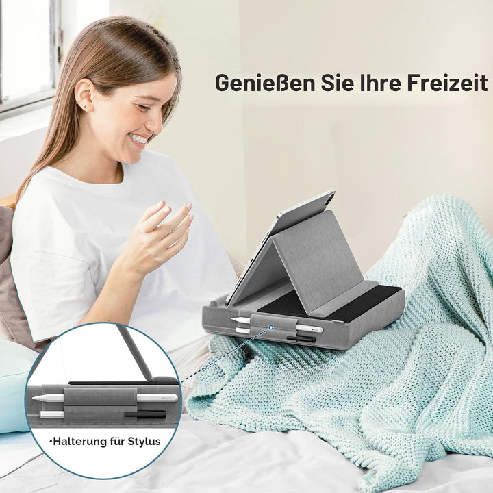 KDD Tablet Halter Kissen, Faltbarer Ipad Kissenständer mit verstellbarem Winkel, Tablet Kissenhalter