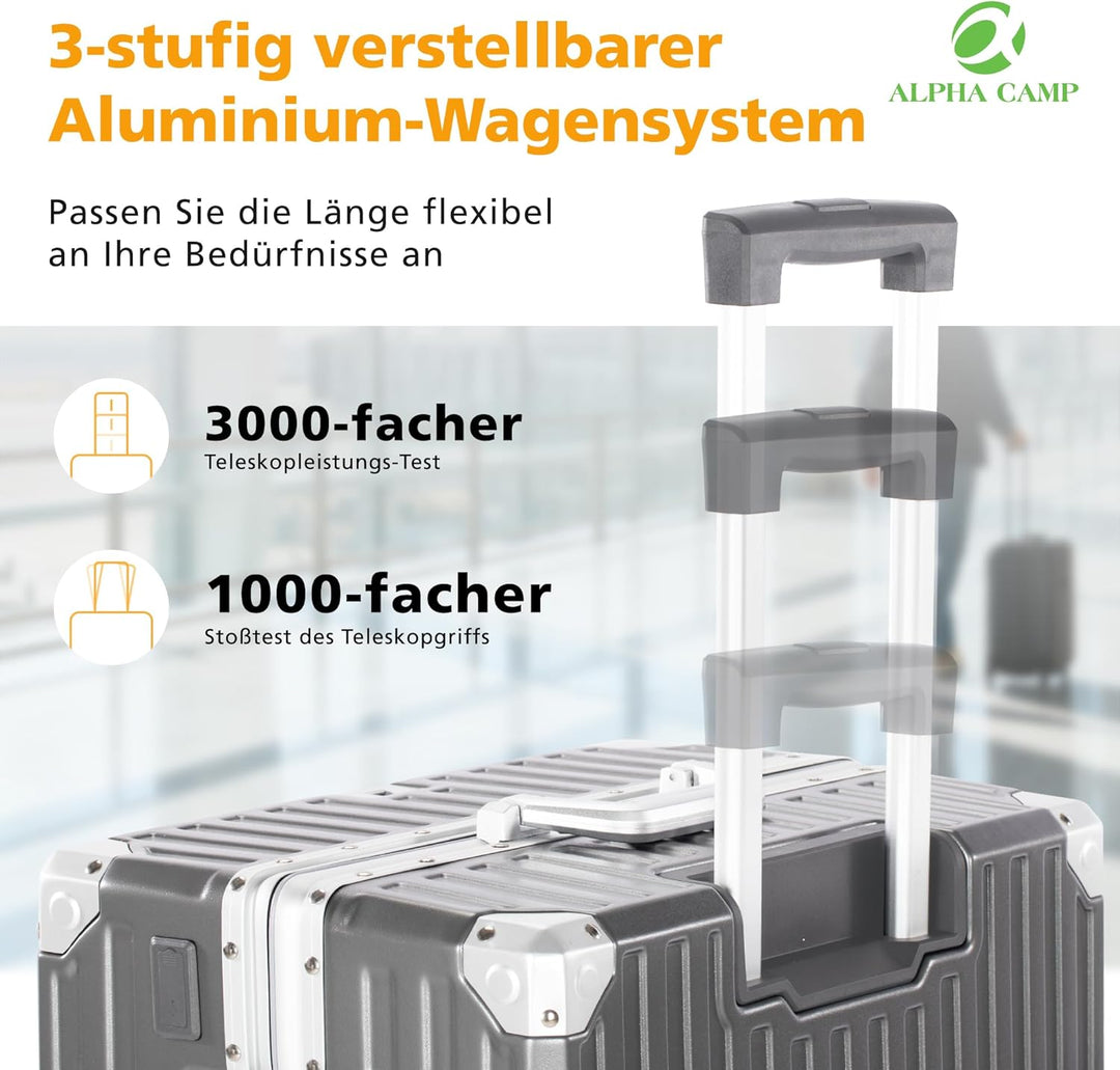 ALPHA CAMP Koffer Polycarbonat L Reisekoffer TSA Schloss Hartschalenkoffer mit Rollen 44x26.4x65.8cm