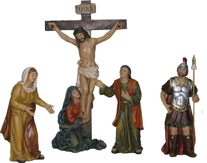 FADEDA 6X Passionsfiguren: Kreuzigung/Höhe:9 cm/handbemalt/detailgetreue Krippen Figuren - Weihnacht
