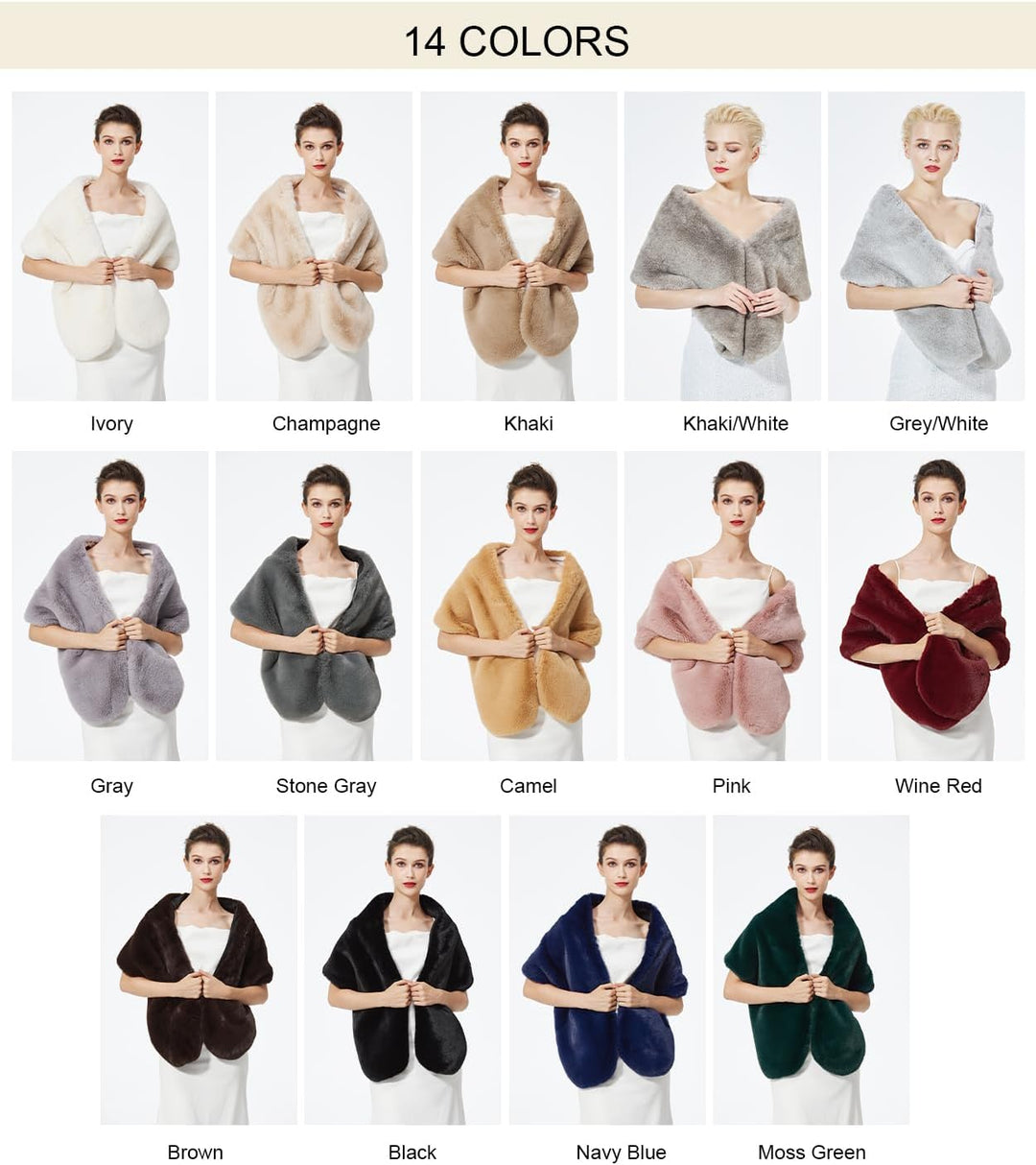 BEAUTELICATE Kunstpelz Schal Stola Damen Warm Brautjacke Brautschal Brautstola Pelz für Braut Hochze