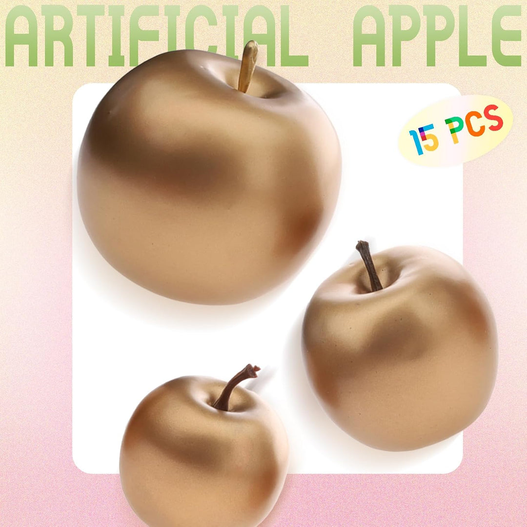 Gresorth 15 Stück Künstliche Goldene Apfel Dekoration Gefälschte Obst Modell Lebensecht Gemüse Anzei