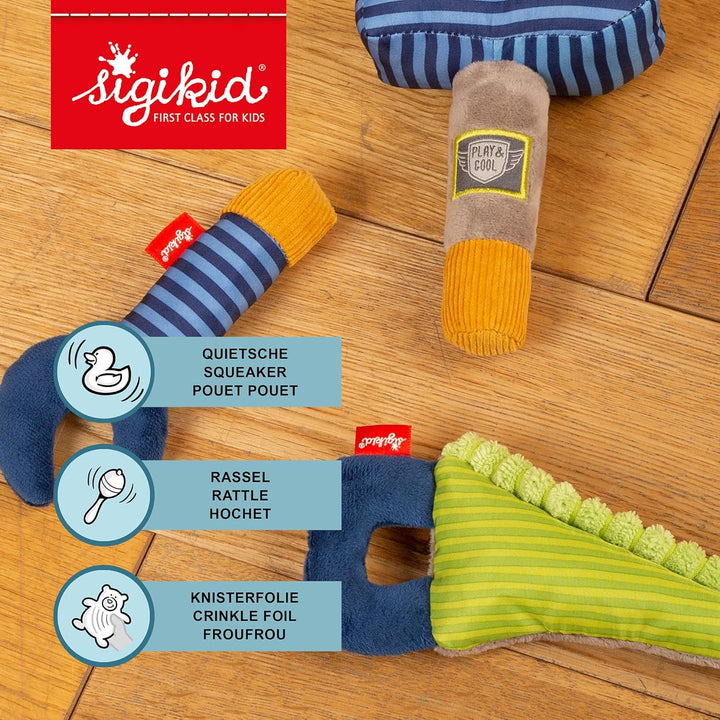 Sigikid Baby Rassel & Greiflinge Werkzeug Set Play & Cool - Babyspielzeug Motorik Knisterfolie Quiet