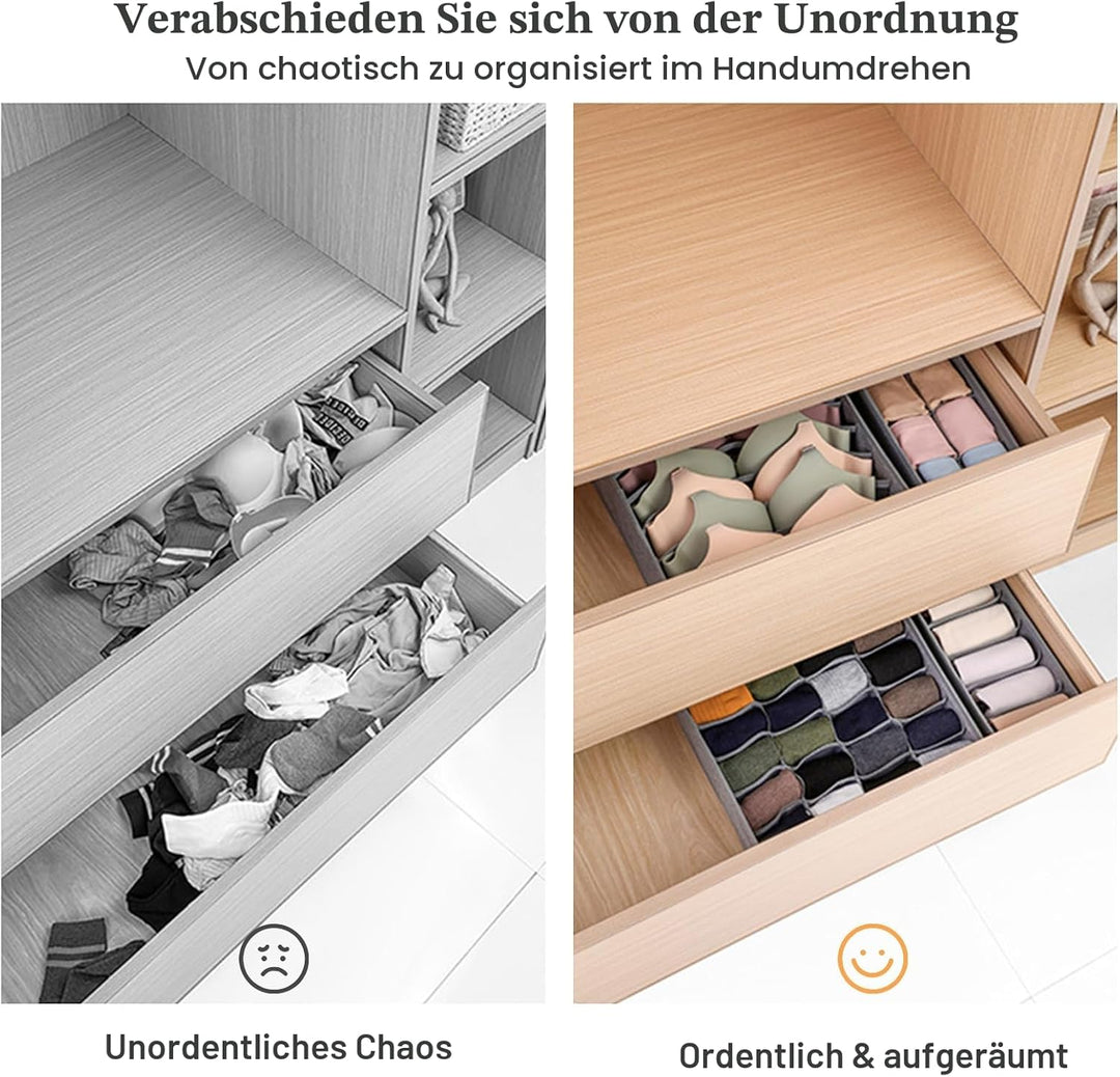 Yucch 8er Set Unterwäsche-Organizer – Faltbare Stoffboxen für Kleiderschrank, platzsparendes Ordnung