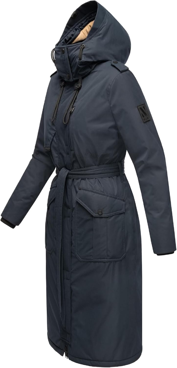 Navahoo Damen Wintermantel Warmer Parka lang mit hohem Kragen und weicher Kapuze Hokulanii XS-XXL XS