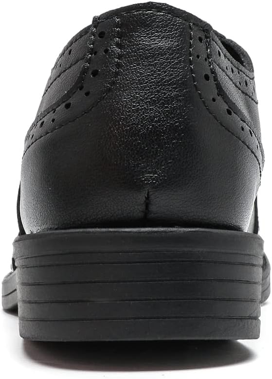 DADAWEN Jungen Schnürhalbschuhe Schule Uniformschuhe Anzugschuhe, Schwarz