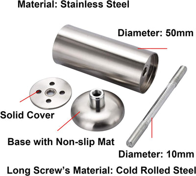 Qrity 4PCS 250mm Möbelfüsse Edelstahl DIY Möbel Beine Moderne Möbel Füsse Sofa Tisch Schrank Beine m