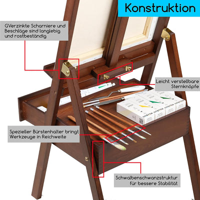 MEEDEN Studio Staffelei, Walnuss Grosse Staffelei mit Schublade, einstellbar (152cm~190cm) Holz Staf