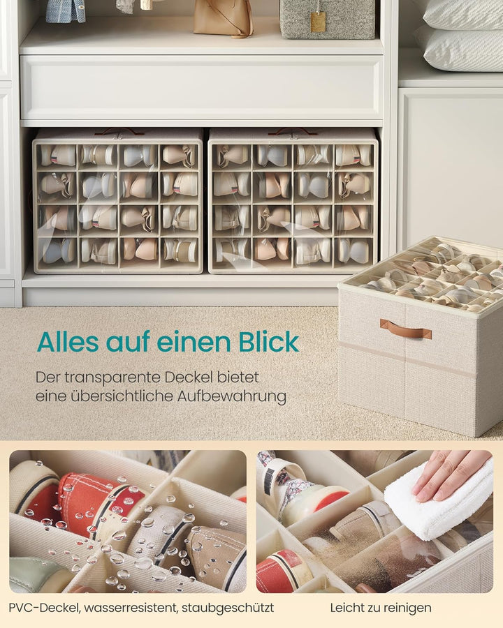 SONGMICS Schuh-Organizer, Schuhaufbewahrung, für 16 Paar Schuhe, Schuhbox, Griffe, platzsparend, Auf