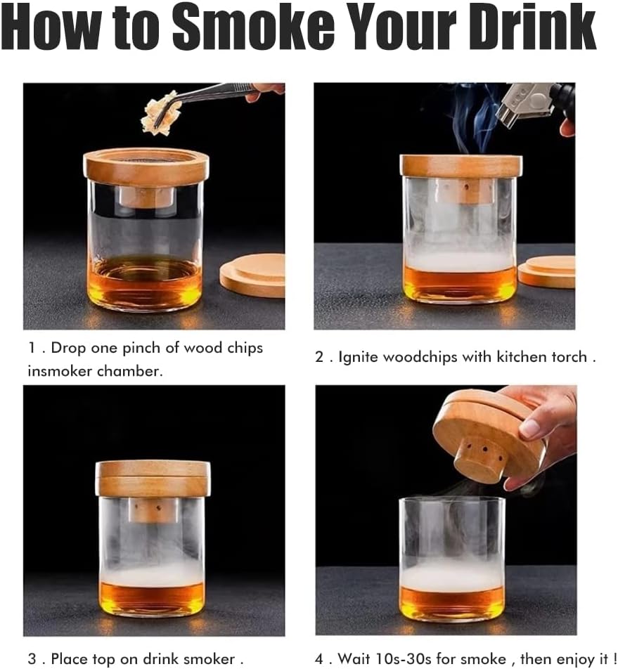 Cocktail-Räucher-Set, Whiskey Drink Smoker Kit, Cocktail Smoker Whiskey Wein, Bourbon Käse Fleisch S