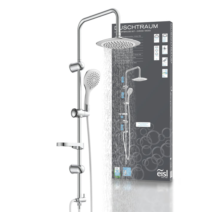 EISL Duschset DUSCHTRAUM Duschsäule mit grosser Regendusche 200 x 200 mm und Handbrause, ideal zum N
