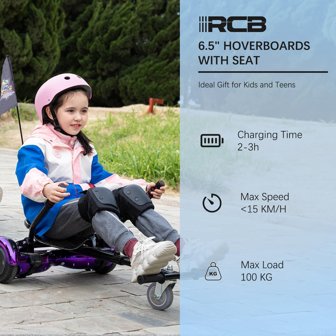 RCB Hoverboards mit Sitz Hoverkart komplett für Kinder, Skateboard mit Set, Hoverboards mit LED Lich