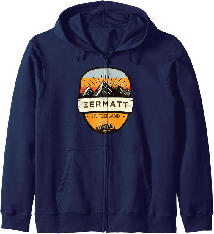 Retro Vintage Zermatt, Switzerland Souvenir Kapuzenjacke