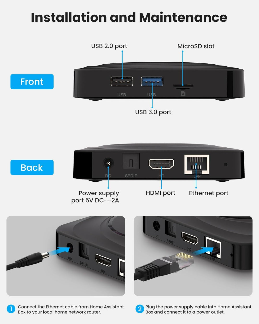 AVATTO Home Assistant Host, Quad-Core Cortex-A55-Prozessor, Frequency 1.8GHz, RAM 4GB, ROM 32GB, USB