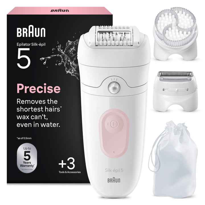 Braun Silk-épil 5, Epilierer Damen / Haarentferner für langanhaltende Haarentfernung, Trimmeraufsatz