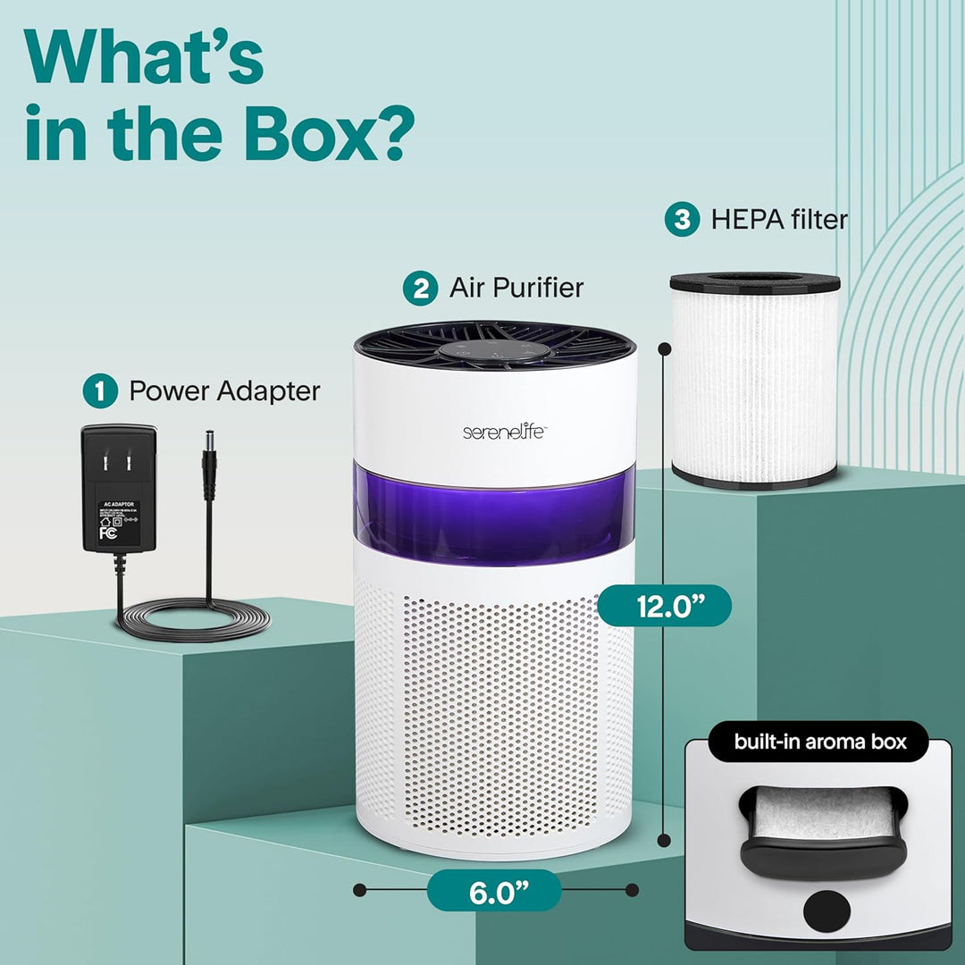 SereneLife Luftreiniger- mit HEPA 13 Filter für Zuhause Schlafzimmer, Luftfilter Allergiker mit Arom