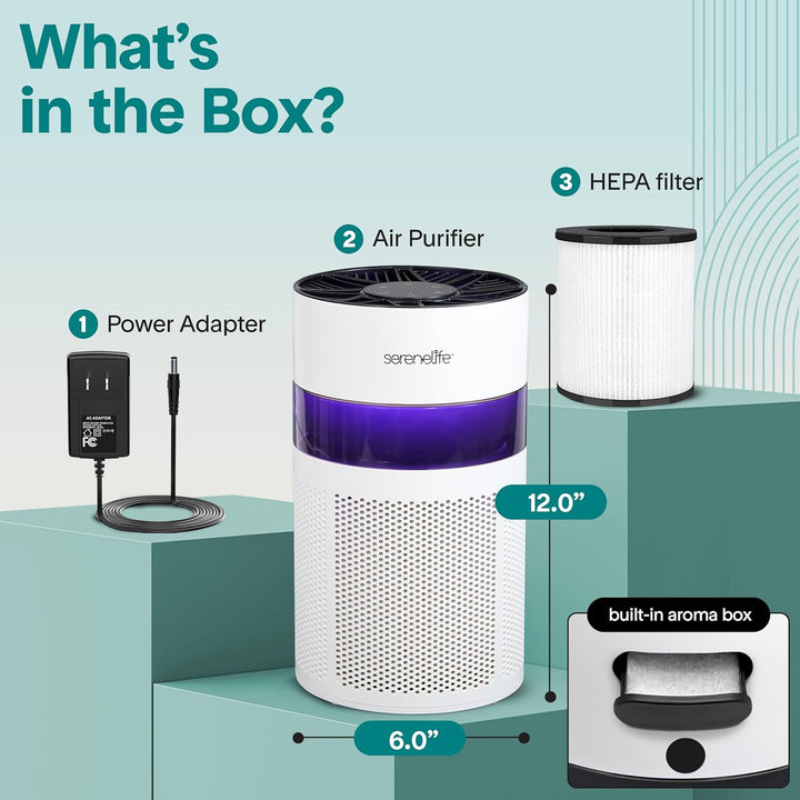 SereneLife Luftreiniger- mit HEPA 13 Filter für Zuhause Schlafzimmer, Luftfilter Allergiker mit Arom