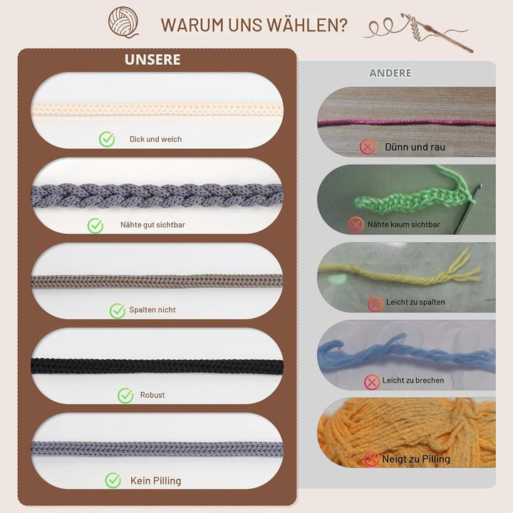 Aeelike 2Pcs Rund Häkelkorb Häkelset für Anfänger, Handgefertigtes Häkelset mit Häkelnadeln 4,5mm 4,