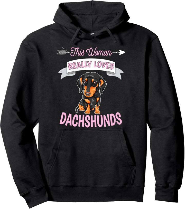 Damen Diese Frau liebt Dackel wirklich Geschenk Dackel Pullover Hoodie