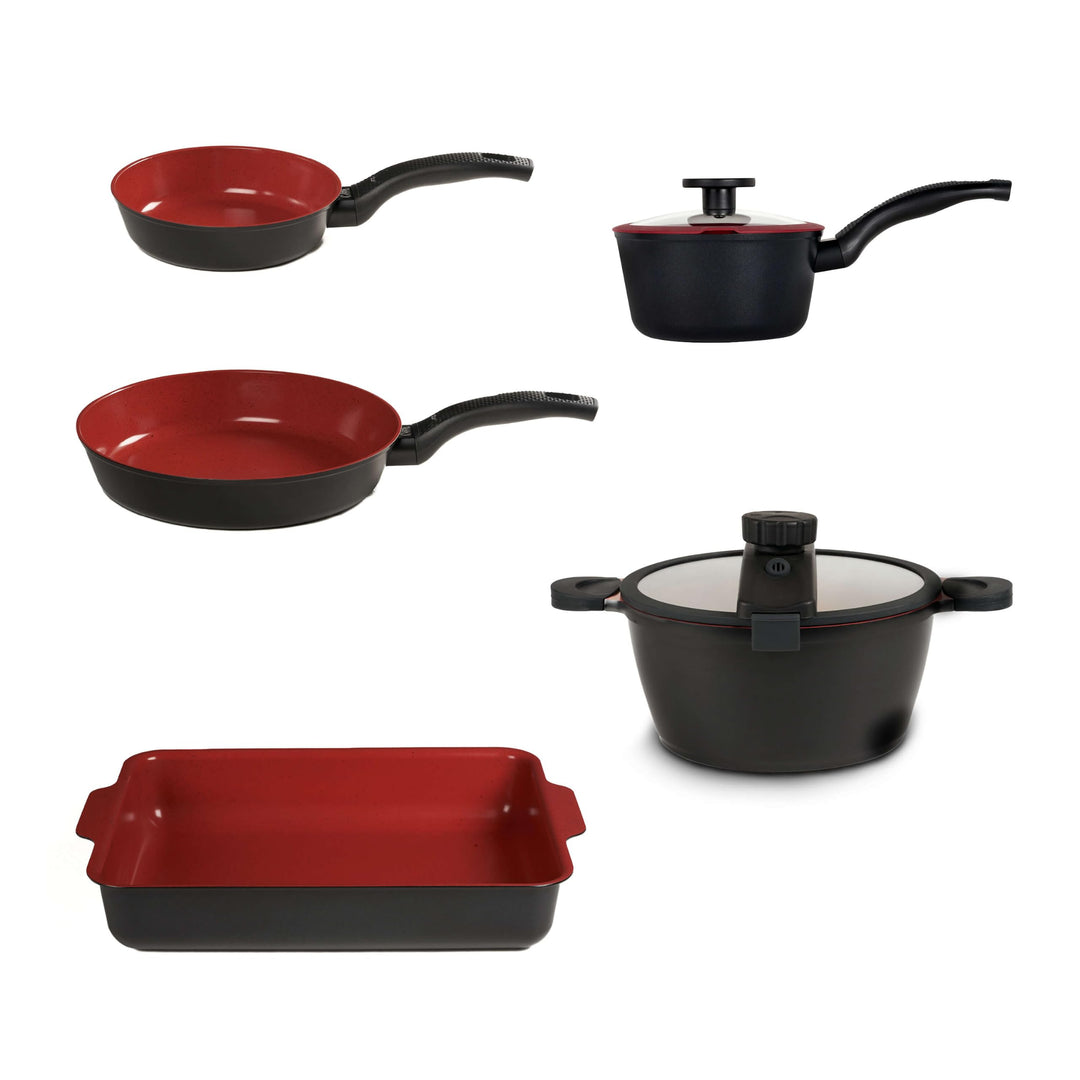 CLASSE ITALY, Pfannen-Set, 7 Stück, PFAS-frei, Antihaftbeschichtung, ohne PTFE, PFOA, 100 % sicher,