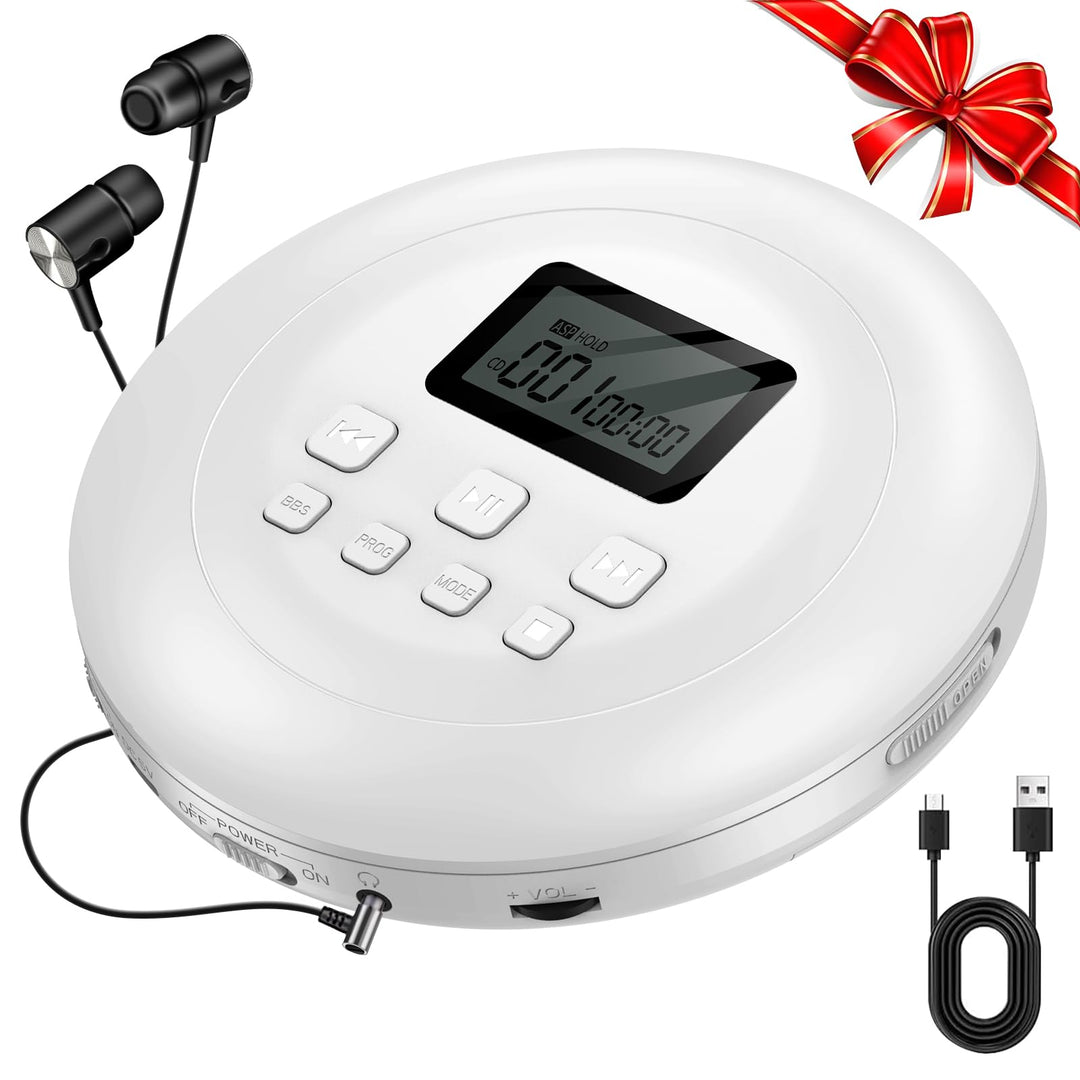 Gueray CD Player Tragbar CD Player Kinder CD Player HiFi Tragbarer CD Player Discman mit Kopfhörer L