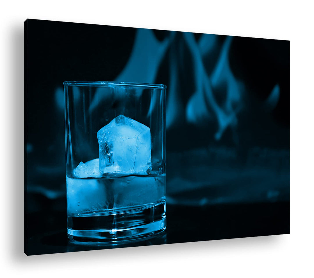 deyoli Glas edlen Whisky Format: 100x70 Effekt: Monocrome Blau als Leinwandbild, Motiv fertig gerahm