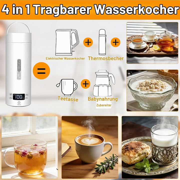 Reisewasserkocher 0.4 Liter, Tragbarer Reise Wasserkocher mit Temperatureinstellung, Elektrischer Re