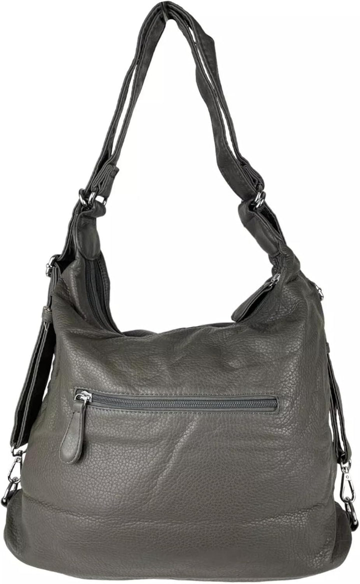 Rucksacktasche I 2in1 Damen Rucksack und Handtasche in Einem I Schultertasche einfarbig uni und bati