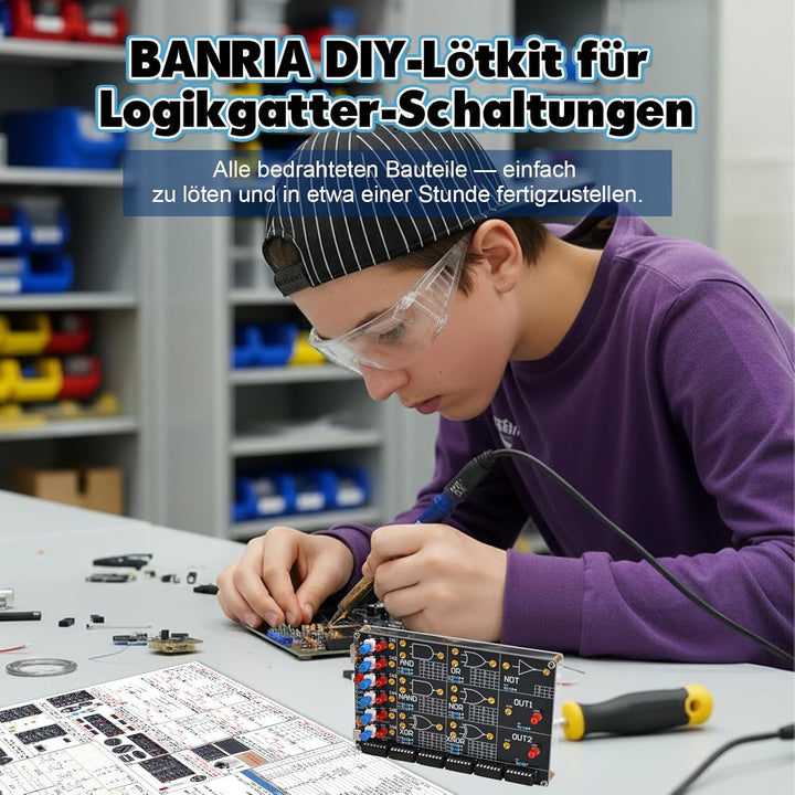 DIY Logikgatter Lötbausatz mit LED Anzeige, BANRIA Elektronik Lötset zum Löten Lernen mit AND OR NOT
