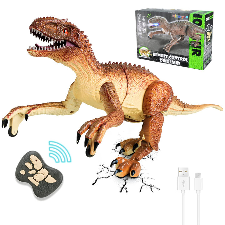Kizmyee Dinosaurier Spielzeug, Dino Ferngesteuertes Velociraptor für Kinder, Realistische Gehbewegun