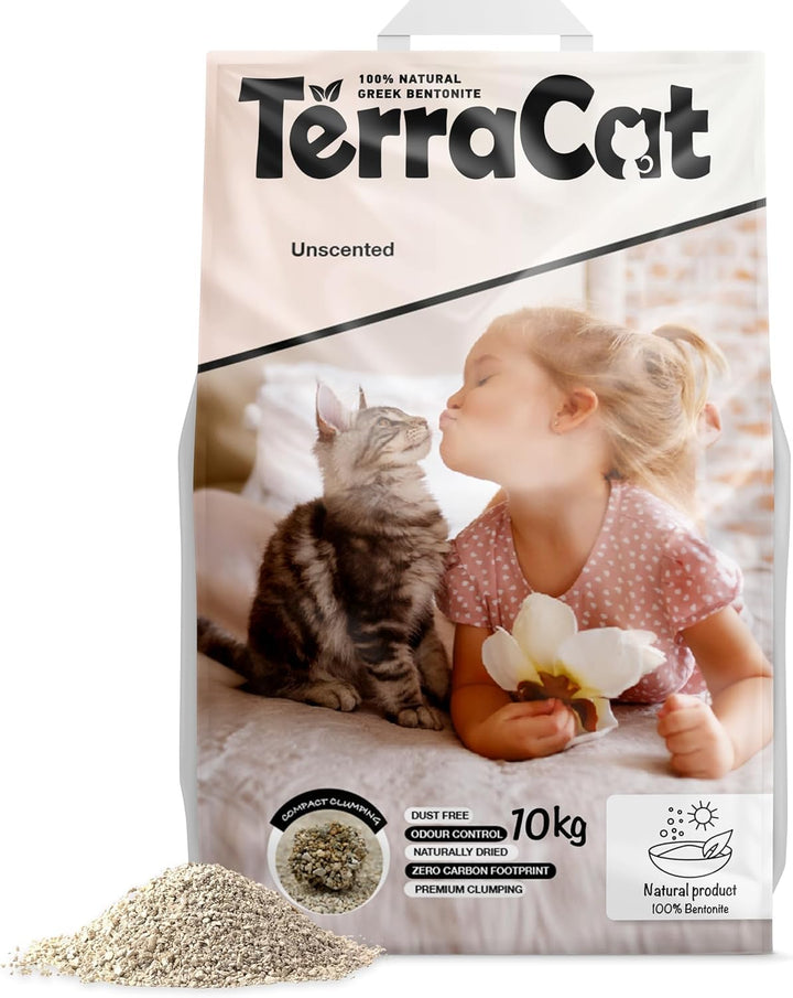 TerraCat katzenstreu, 12.5L - 10Kg Cat Litter, 100% Natürlicher Griechischer Bentonit Katzenstreu Kl