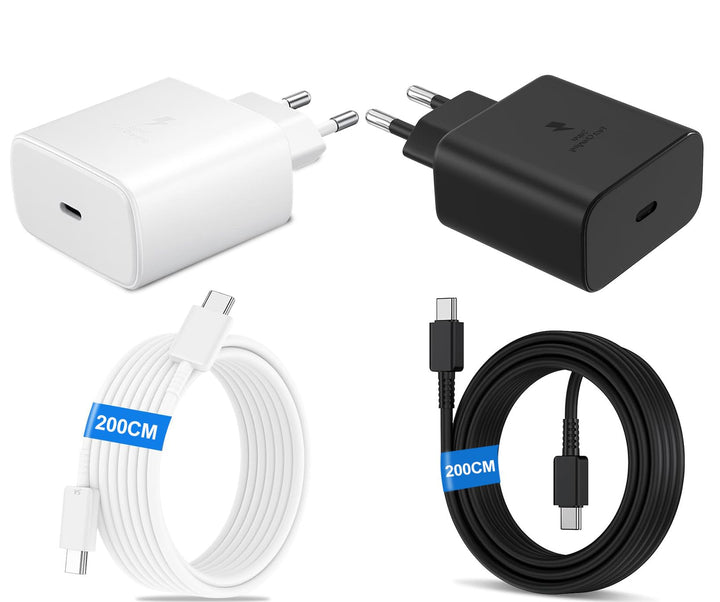 45W (USB Typ-C)(1 Weiss+1 schwarz Schnellladegerät) Android Netzteil Type C für Samsung Galaxy S24/