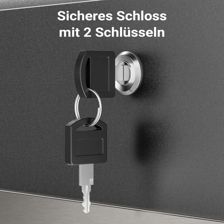 Wiltec Standbriefkasten mit Zeitungsrolle in Silberfarben 395 x 142 x 1150 mm aus Stahl, Briefkasten