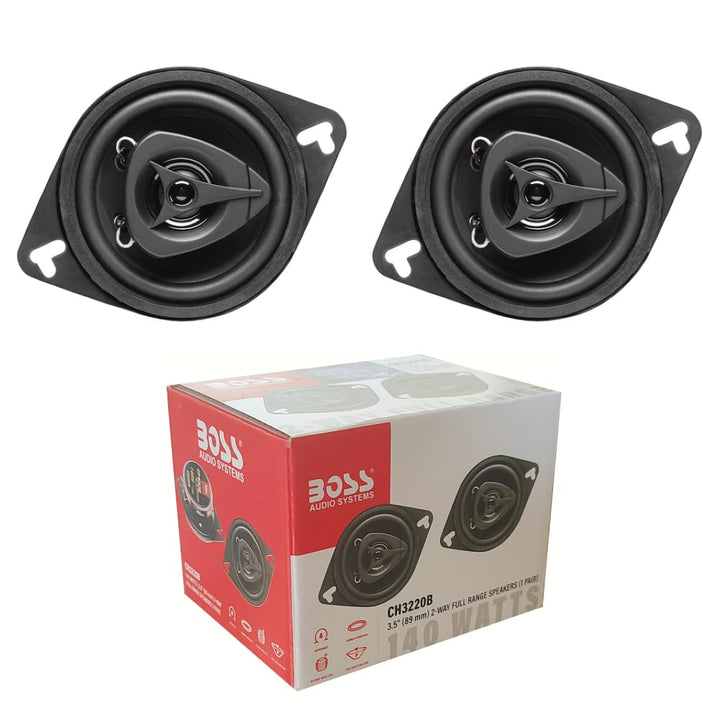 KIT Set FÜR BOSS Audio Systems CH3220B 2 Schwarze 2-Wege-Koaxiallautsprecher 8,9 cm 89 mm 3,5" Durch