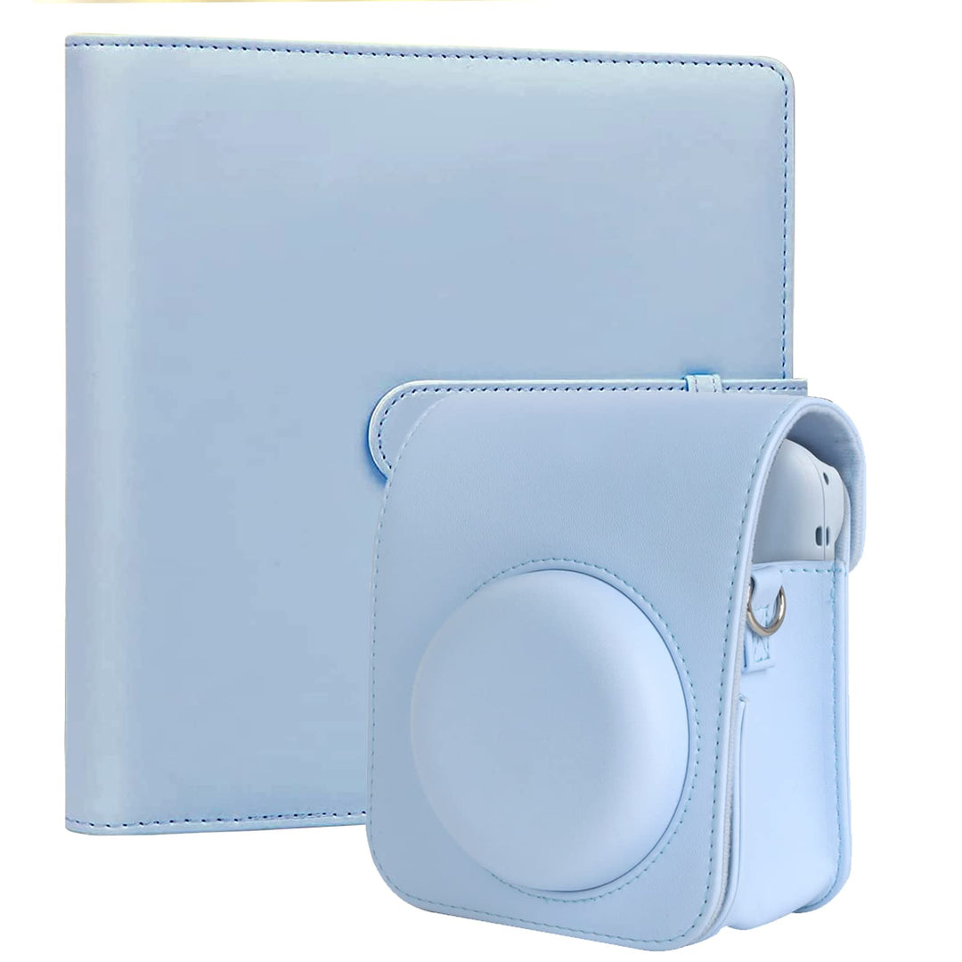 Crefotu Tasche Hülle mit 256 Taschen Fotoalbum für für Fujifilm Instax Mini 12 Sofortbildkamera (Bla
