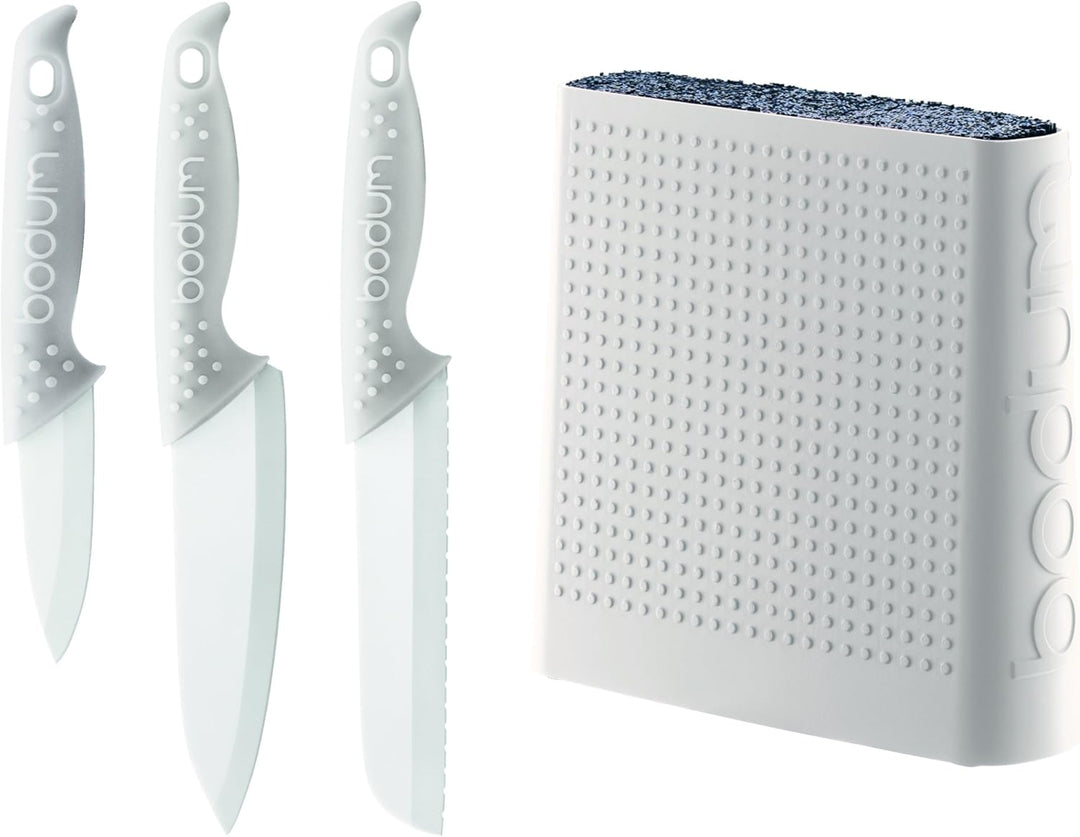 Bodum Bistro Messerblock, Kunststoff, Weiss, 6.6 x 21.4 x 32, Weiss