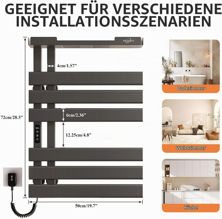 Handtuchtrockner Elektrisch Smart WiFi,HandtuchheizköRper Elektrisch Mit Lagerregal,BadheizköRper he