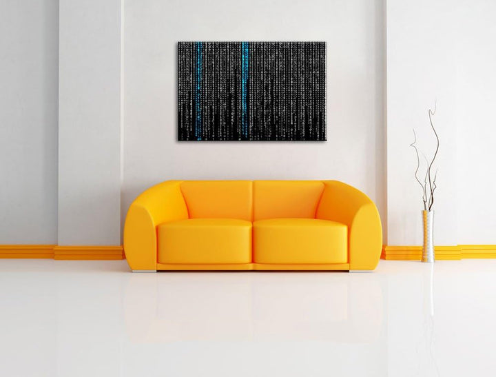 Matrix Zahlen schwarz/weiss Format: 100x70 auf Leinwand, XXL riesige Bilder fertig gerahmt mit Keilr