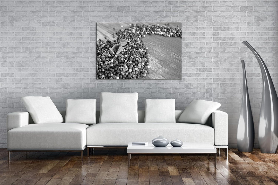 deyoli Bunte Pfefferkörner Format: 80x60 Effekt: Monocrome Blau als Leinwand, Motiv fertig gerahmt a