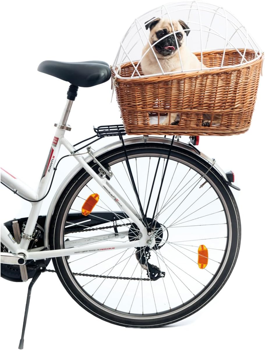 Aumüller Fahrrad-Tierkorb mit Halter + Schutzhaube - Gepäckträgermontage