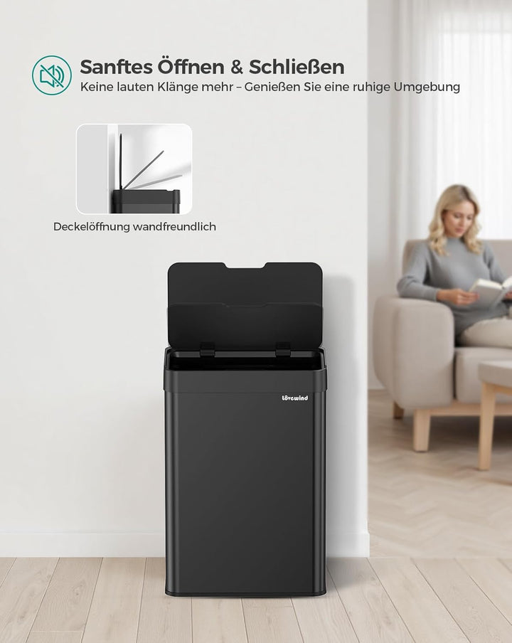 lovewind 55L Berührungsloser Küchenmülleimer, Edelstahl Sensor Mülleimer, Type-C Aufladbar, Leiser S
