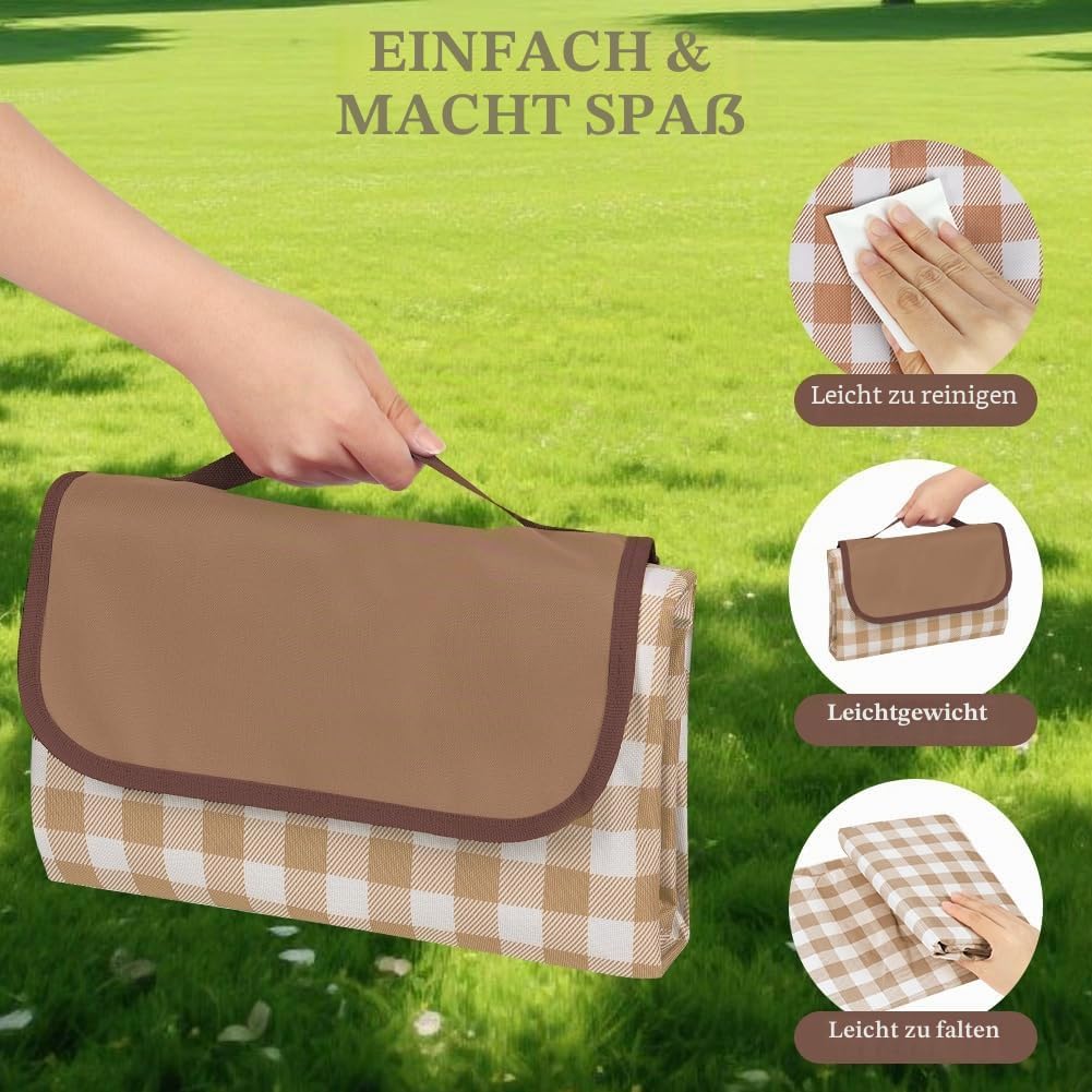Picknickdecke, 150 x 200cm, Faltbare Campingdecke mit wasserdichter Unterseite，Sandfeste Strandmatte