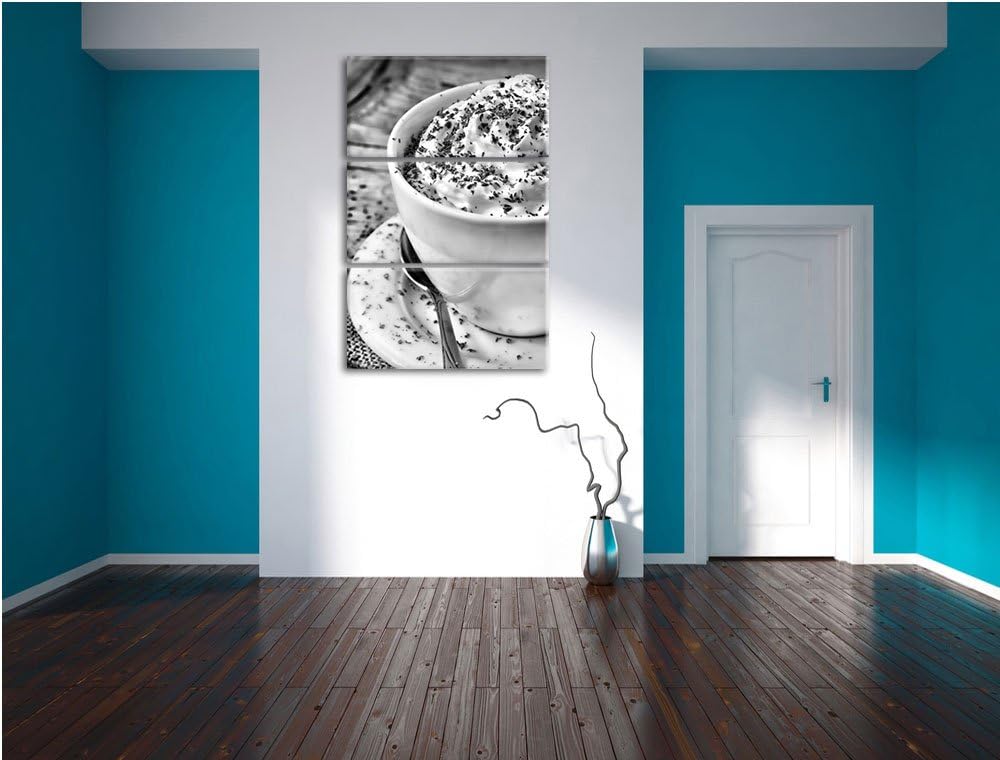 Pixxprint Monocrome, Kaffee mit Sahne 3-Teiler Leinwandbild 120x80 Bild auf Leinwand